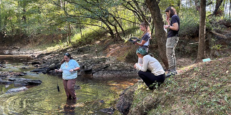 Checking water levels.